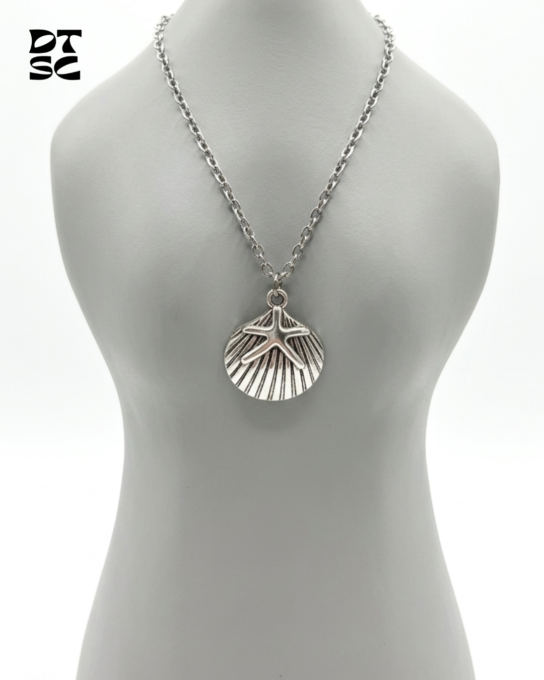 Silver Seashell Starfish Necklace