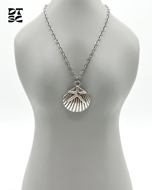 Silver Seashell Starfish Necklace