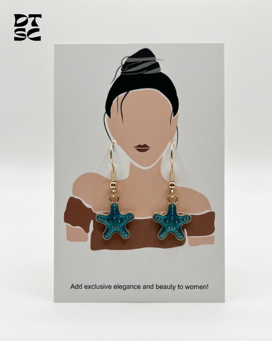 Blue Starfish Earrings