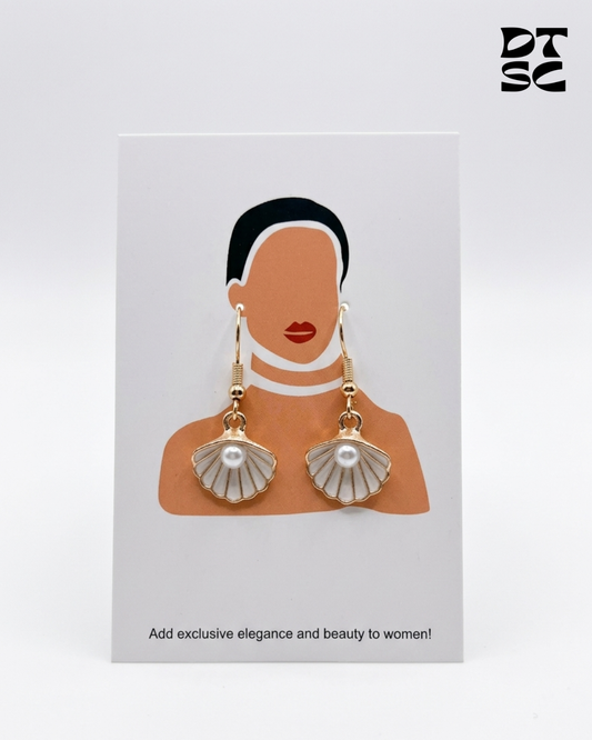 White Pearl Seashell Earrings