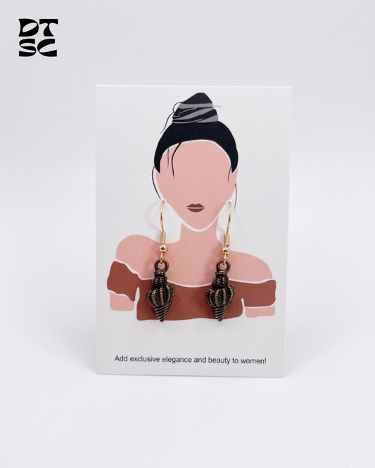 Black and Gold Seashell Earrings