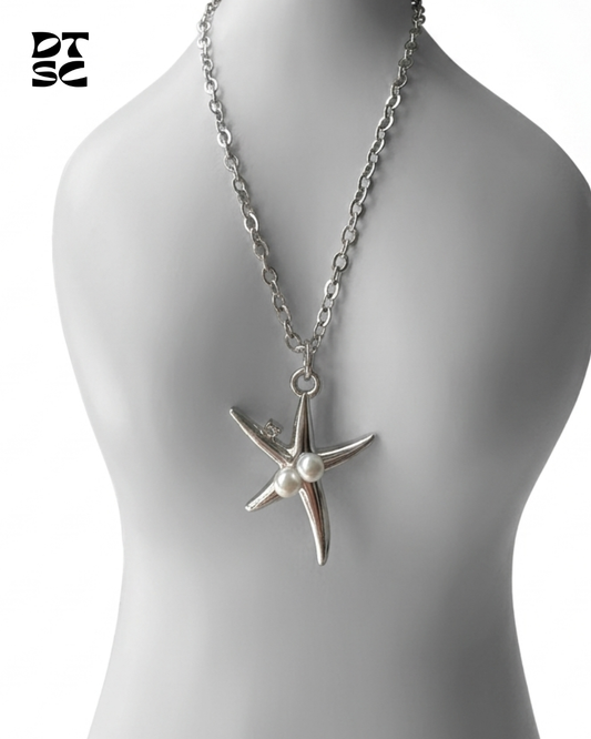 Silver Starfish Pearl Necklace