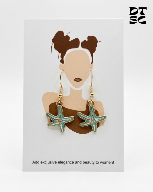 Blue Starfish Earrings
