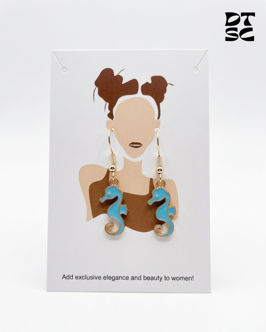 Blue Seahorse Earrings