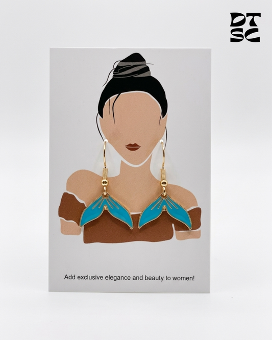 Blue Dolphin Tail Earrings