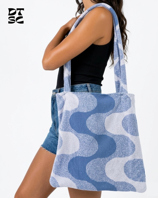 Blue Waves Beach Towel Tote Bag